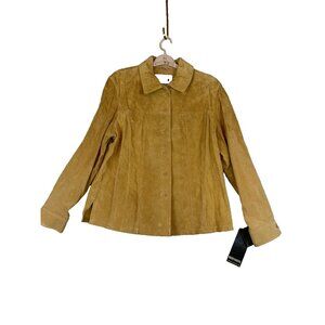 Bernardo Jacket Womens Large Golden Suede Button Front Western Style NWT Lined